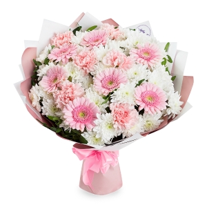 Kemer Çiçekçi - Cam Vazoda Beyaz Gerbera 