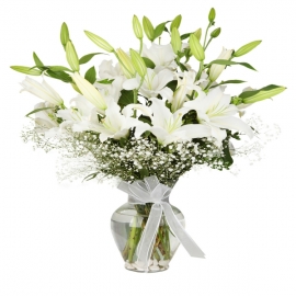  Kemer Çiçek Beyaz Lilyumlar Vazoda