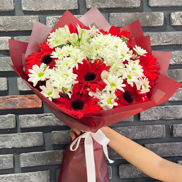  Kemer Çiçek Siparişi Papatya Kırmzı Gerbera  Sevgi Dolu