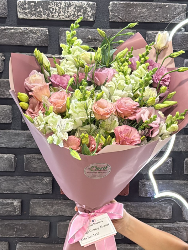 Kemer Çiçekçi - Soft Güzellik buket Pembe Beyaz